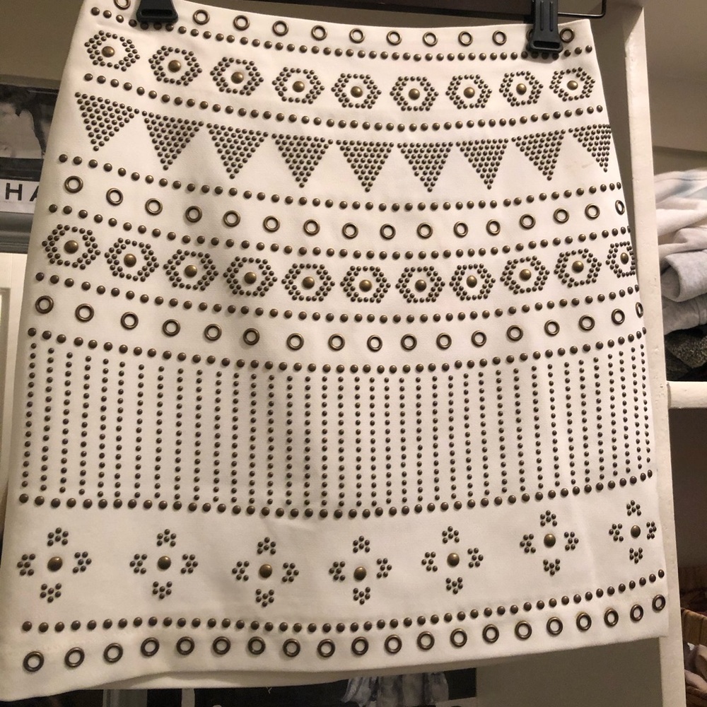White jeweled mini skirt